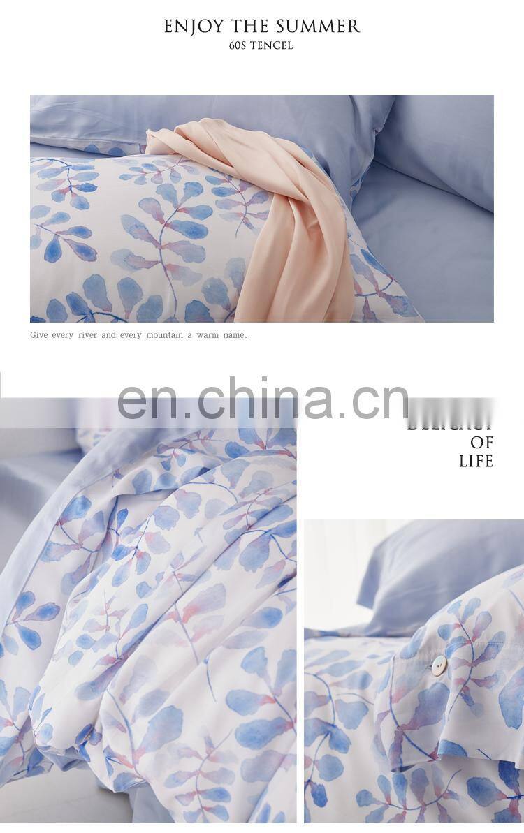 RawHouse design tencel 60s 300TC flower printing 4 pcs bedding set