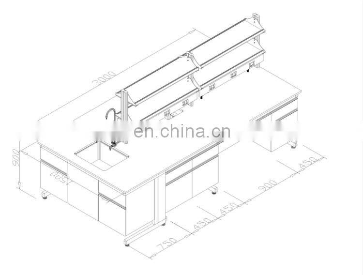 Electristic Lab wall bench Steel and Wood Laboratory Chemical Wall Bench C Frame