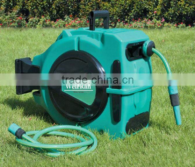 (73564) retractable automatic garden plastic case hand crank hose reel