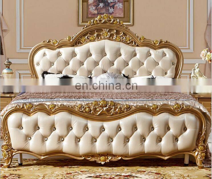 2021 European princess Solid wood classic sofa bed carved double beds design