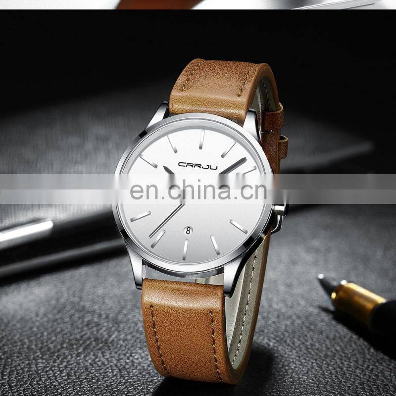 Crrju 2170 Private Label Minimal Quartz Watches Date Waterproof Luxury Men-Watch-Classic