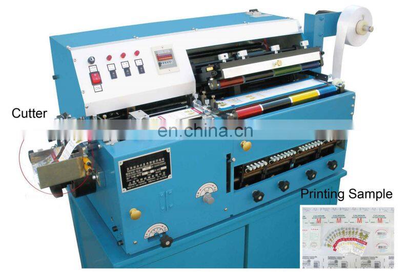 UTP460 4 color desk top mini garment satin label printing machine, wash care polyester ribbon rotary letterpress printer