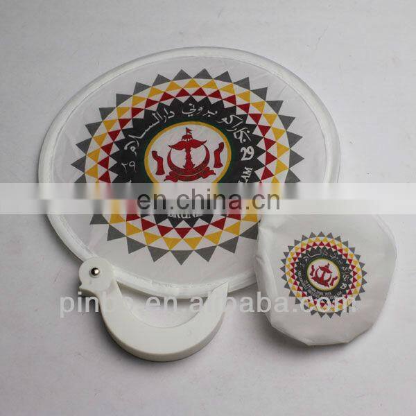Round Hand Fans Wholesale Mini Nylon Foldable Plastic Hand Fan with White Side