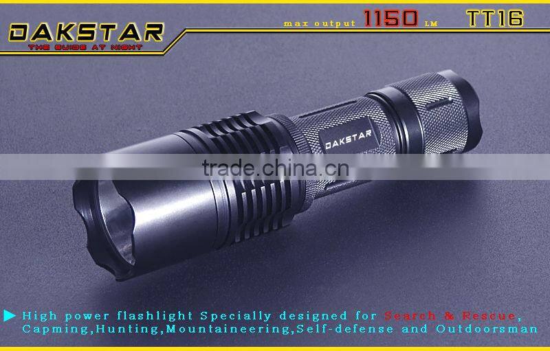 DAKSTAR TT16 LED 1150LM XML T6 18650 Superbright Police Rechargeable Emergency Aluminum Tactical Torch