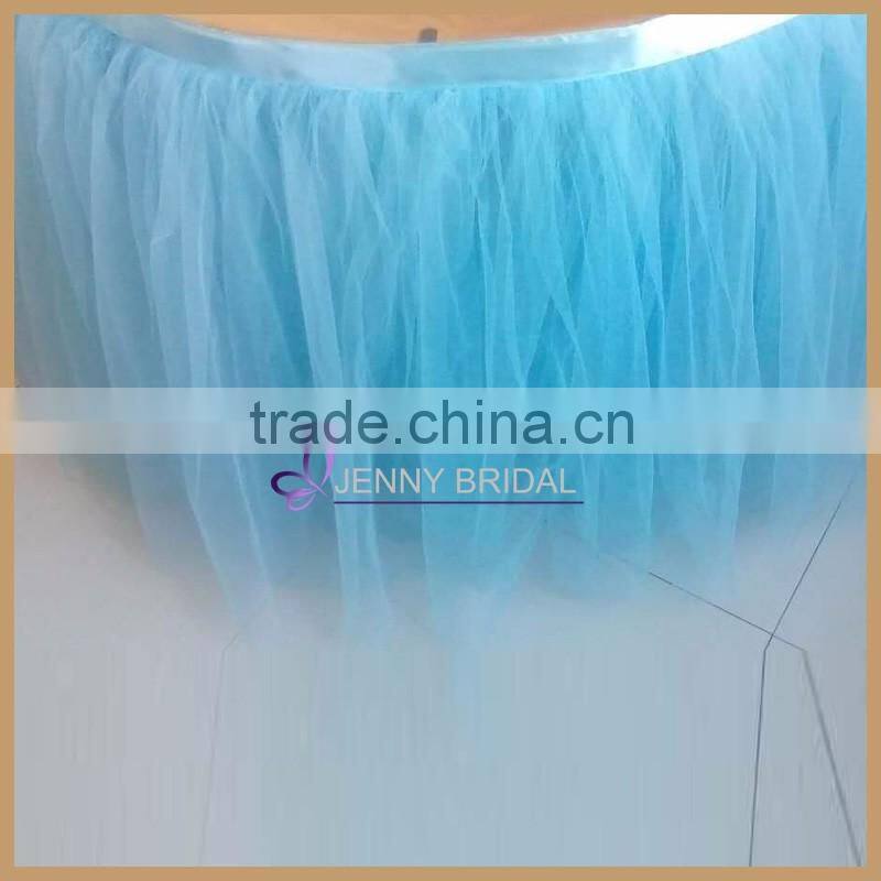 TC091#48 customize fancy deramlike blue puffy tulle table skirting for weeding