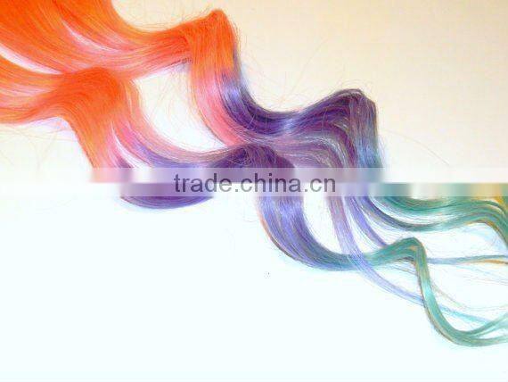 Tie Dye 100% Human Hair Extensions Blue And Purple Color