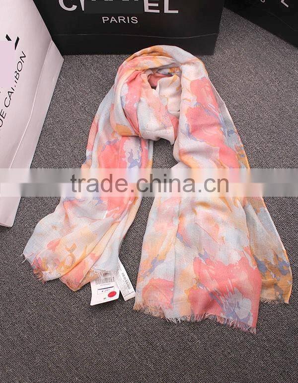 Bohemia Style Colorful Ink Painting Flower Print Women Fashions Scarf