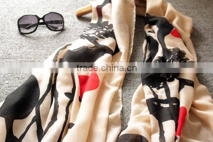 Painting Lotus Print Tassel Brim 2016 Spring Summer Women Hijab