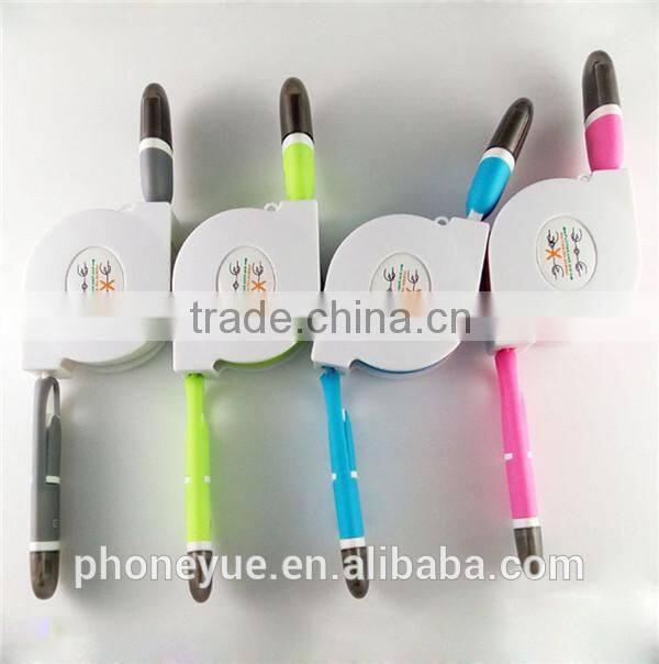 2016 latest products 2 in 1 retractable micro usb cable for charging