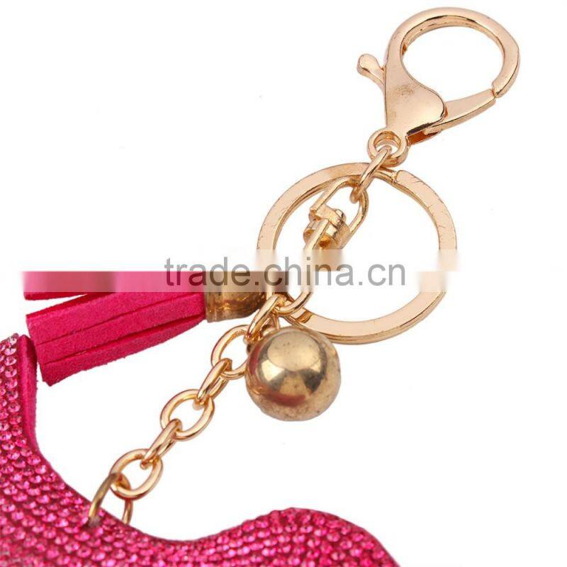 2016 Hot pink Dogs Pendant Keychain Bling Crystal Keychain Custom Wholesale 18k Gold Plated Lobster Clasp