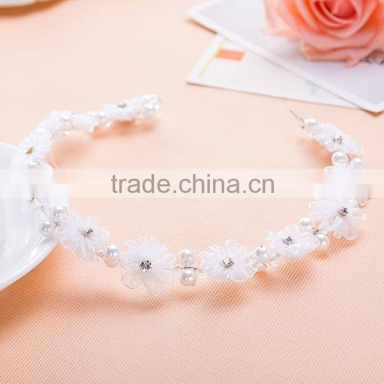 White Fabric Flower Bridal Headdress Elegant Wedding Party Hair Headbands Accessories SCC0302
