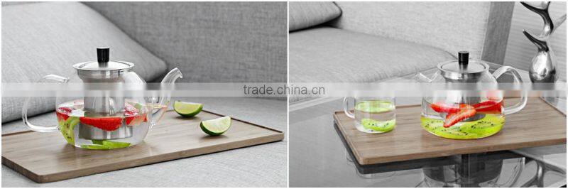 500ml Heat-resistant Glass Teacup with Stainless Steel Infuser with Golden Handle