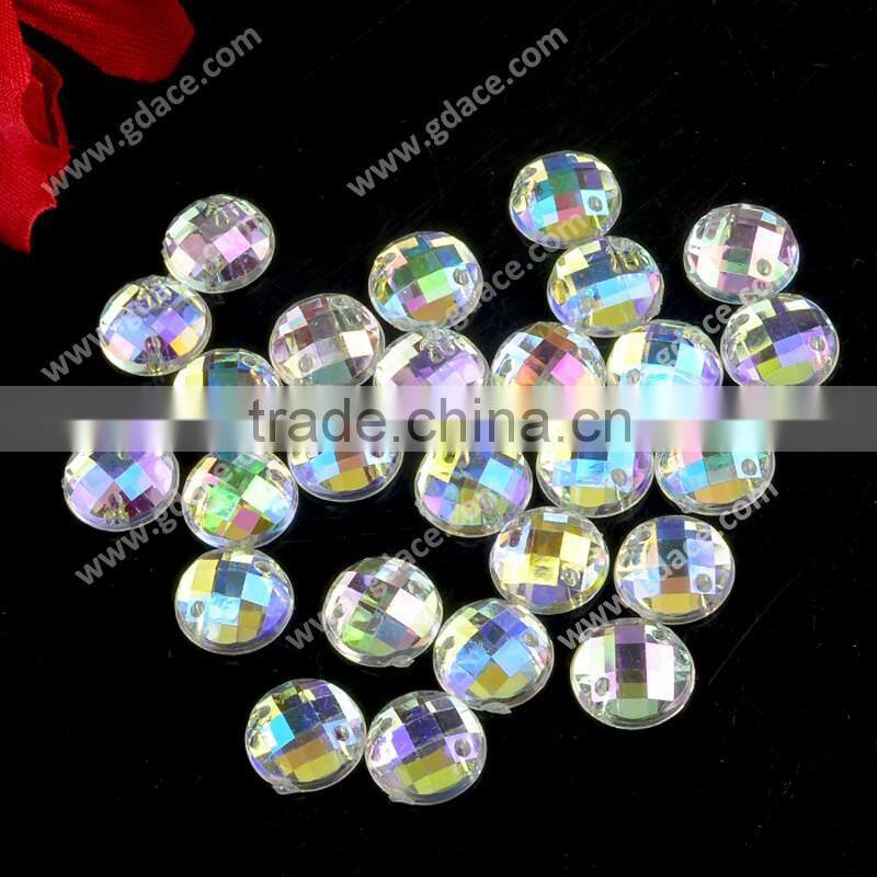 Bling Bling Acrylic Sew Stone, Crystal AB Color Sew On Acrylic Rhinestone with Flat Back for DIY decoration
