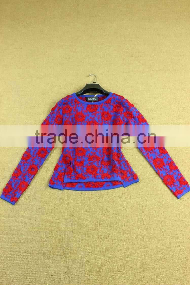 2014 Brand name Newest european runway styles edelweiss knitted models sweater tops +mini skirts with belt D1691501