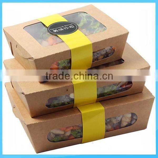 High quality PE craft paper salad box ,paper box with window,paper salad box printed