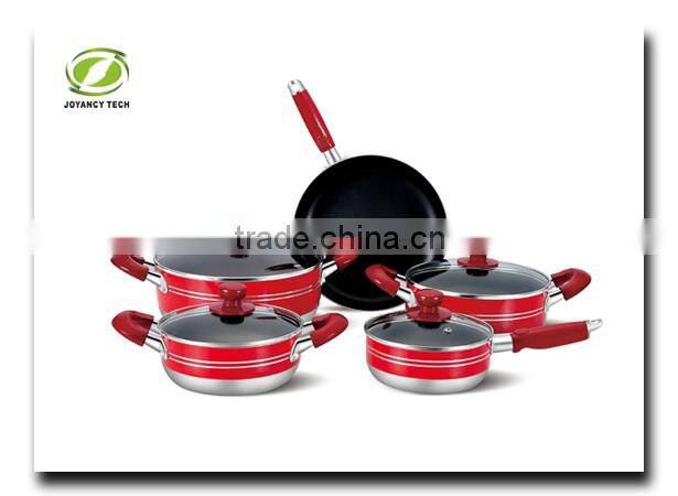 Red Color Painting Non-stick & Ceramic Coated Cookware Set Pots and Pans