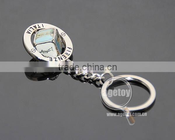 Italy Firenze Souvenirs Customized Spinning Scenery Dice Rotate Metal Revolve Dice Key Ring