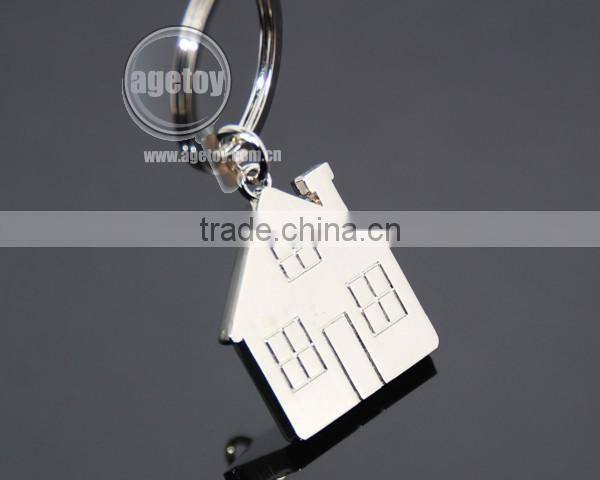Mini House Shaped Promotional Zinc Alloy Silver Blank Metal House Shape Key Holder