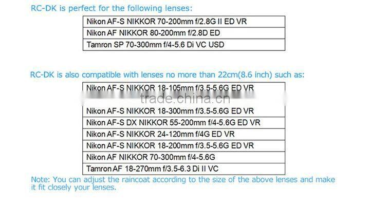 JJC new products Rain Cover for Nikon D750 D100 D7000dslr camera