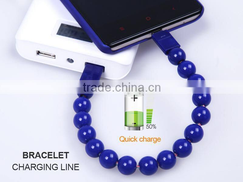 2015 New colorful usb cable micro usb data Bracelets cable for samsung/iphone5/6