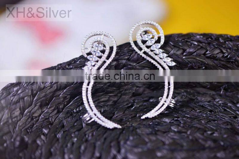 China factory silver jewelry customized zircon dangle earrings