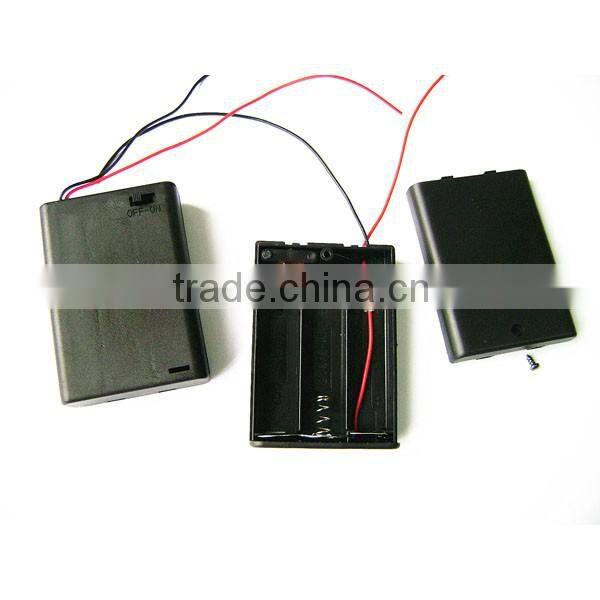 ON/OFF Switch Black 3 x 1.5V AA Batteries Holder Case Storage Box with lead wire