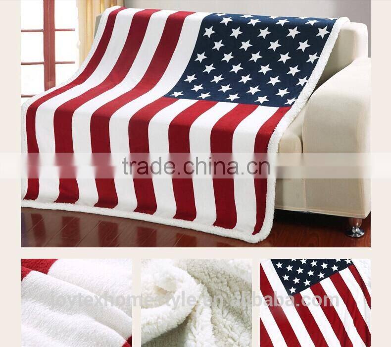 2014 hot-selling American style printed micro fleece sherpa blanket