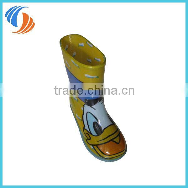 New PVC Yellow Donald Duck Printing Kids rain boots Light outsole