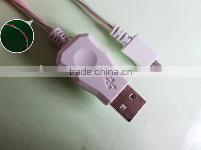 factory wholesale charging and data dual color led micro cable