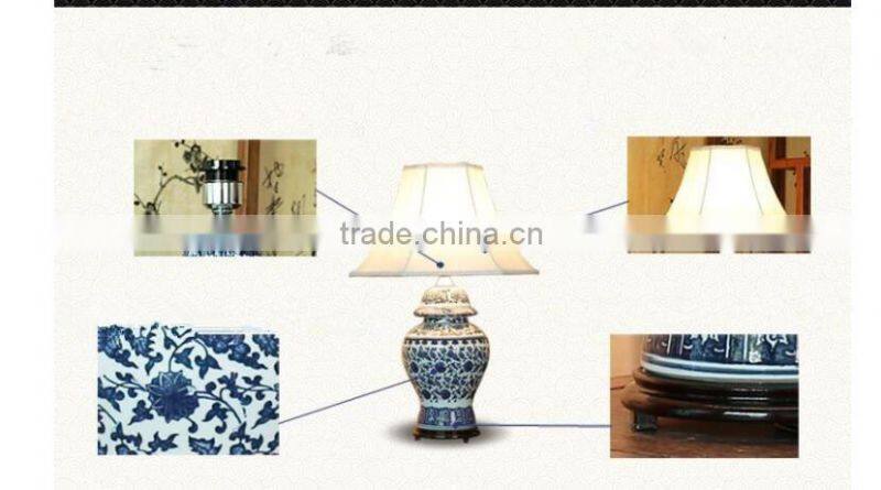 China ceramic blue and white ceramic vase bedside table lamp