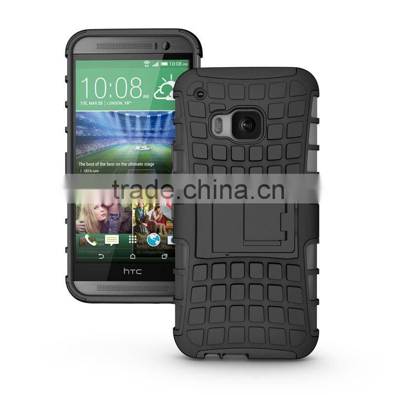 For HTC ONE M9 rugged dual layer hard case with kickstand