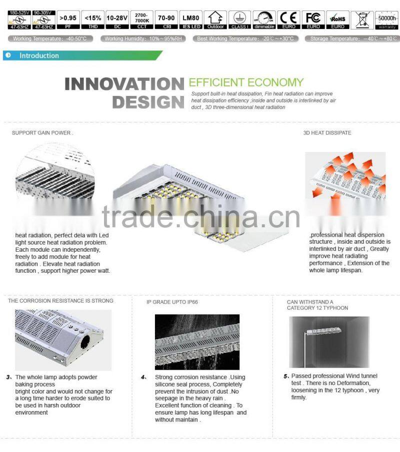 Lens Kit for Different Beam Angle 100-140lm/W Meanwell Driver 5 Years Warranty CE Rohs Approved 240W High Power LED Street Light
