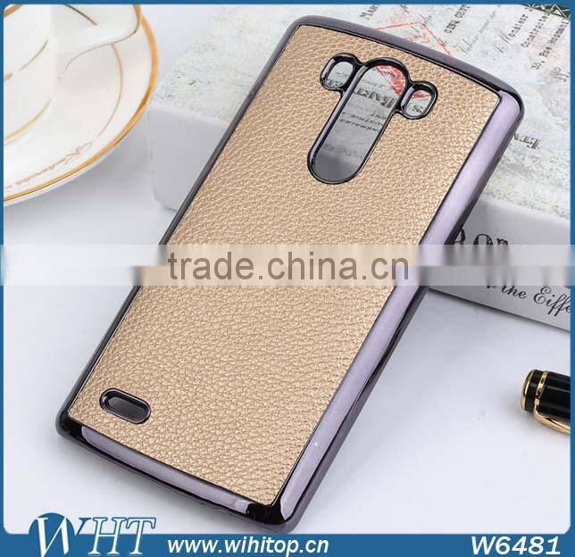 Fancy Mobile Phone Cover PC Chrome Leather Coated for LG G3 Case
