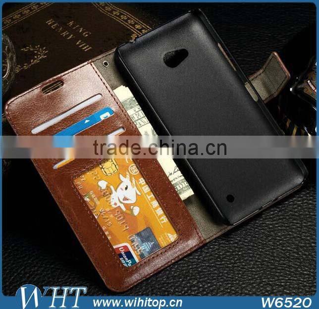 Crazy Horse Skin for Lumia 640 Flip Cover Case with Card Holder, for Nokia Lumia 640 Leather Case