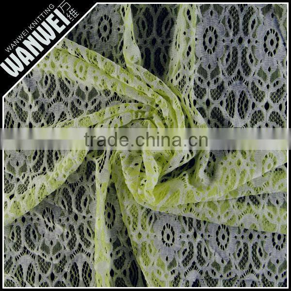 nylon polyester lyca fabric lace textile in double color orange white fabrics for wedding dress