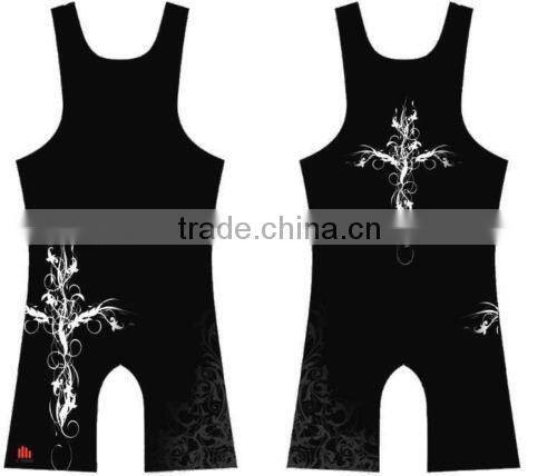 High quality lycra wrestling singlet suit uniform custom design Athletic Apparel for Men