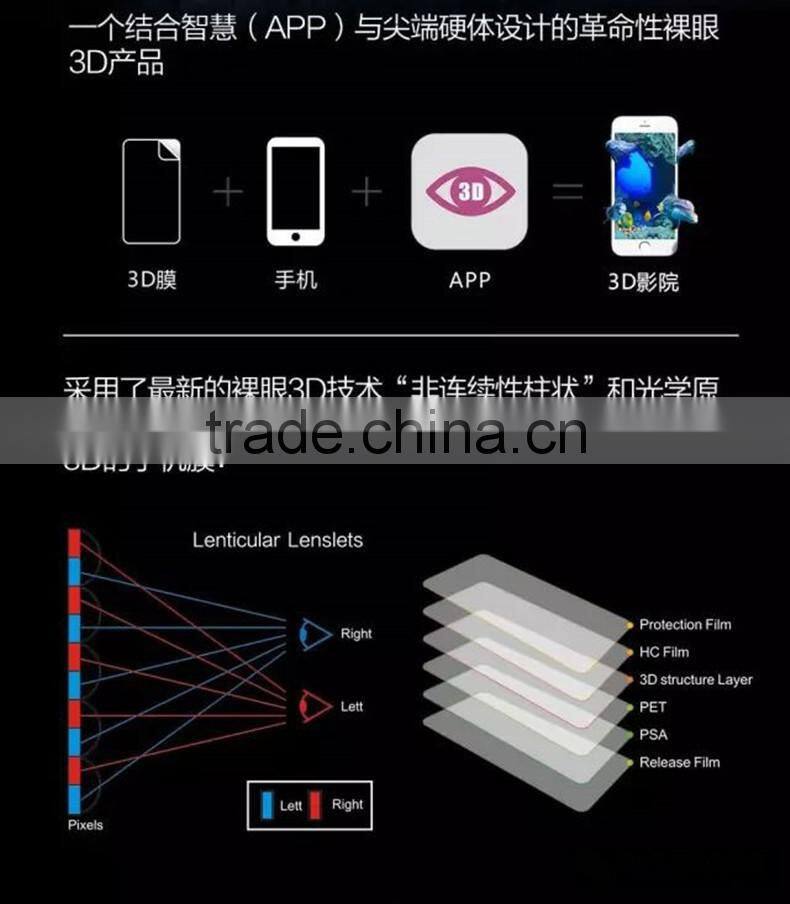 2016 newest true 3D phone screen film install for iphone 6 and iphone 6 plus and hua wei mobile phone