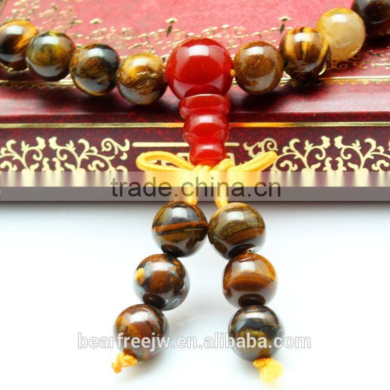 Tibetan Buddhist 108 Beaded Bracelet Natural Tiger's Eye Prayer Beads Wrist Meditation Mala Bracelet