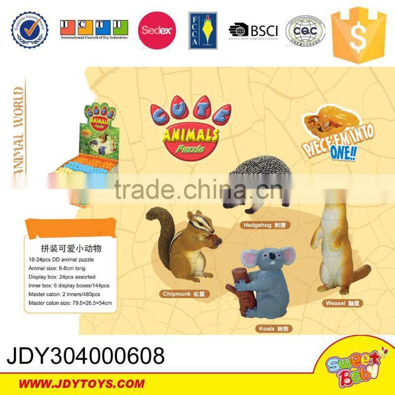 Cheap wholesale cute animal puzzle 24pcs DD assembled animal puzzle