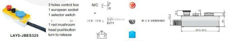 industrial crane&hoist 3 holes european push button control box switch LAY5-JBES325