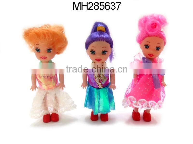 3.5 inch non battery operated plastic little toy girl doll