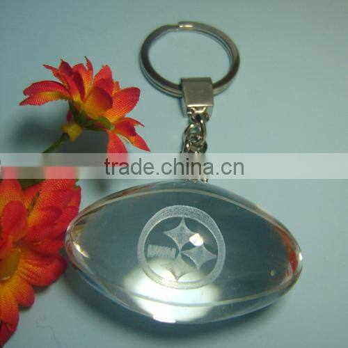 Engraved Transparent Custom Logo 3D Crystal Ball Keychain For Company Employees Christmas Gift