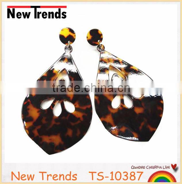 2016 stylish tortoise shell leaf earrings design