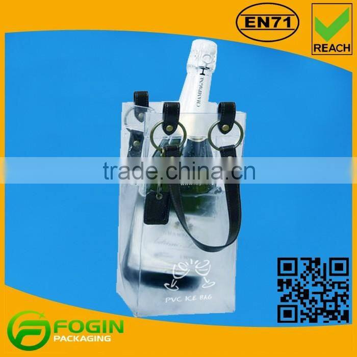 Waterproof PVC Ice Bag With Leather Handle/Wine Bag