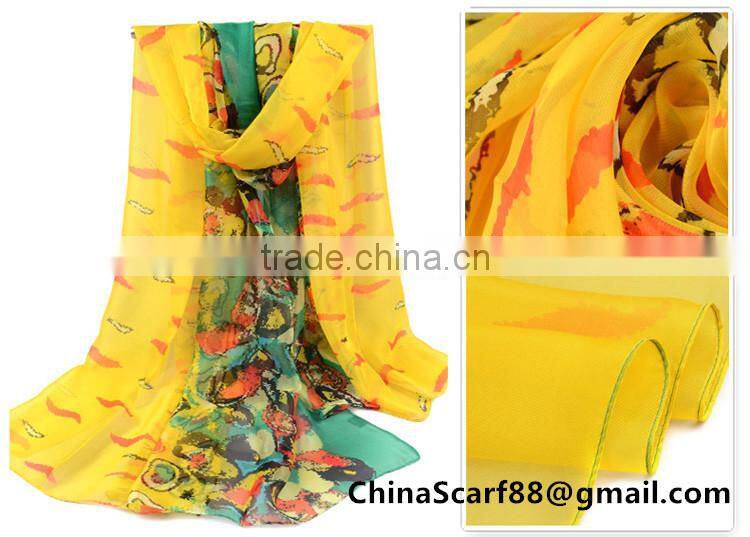 Beach patterned silk scarf wholesale