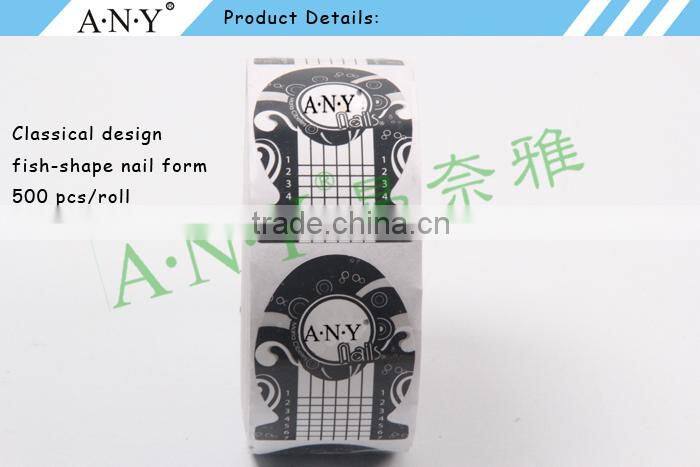 ANY Crystal Beauty Nails Design 500PCS per Roll Paper Nail Form Fish Shape