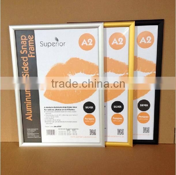 advertising photo frame front open frame 25mm clip frame,24x36 inch snap frame,standard silver poster frames