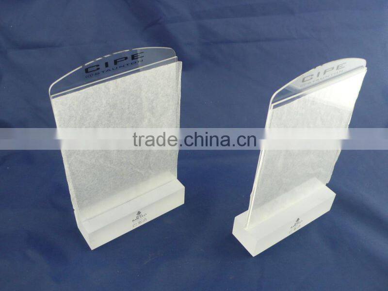 Elegant and High Quality acrylic tabletop menu display stand