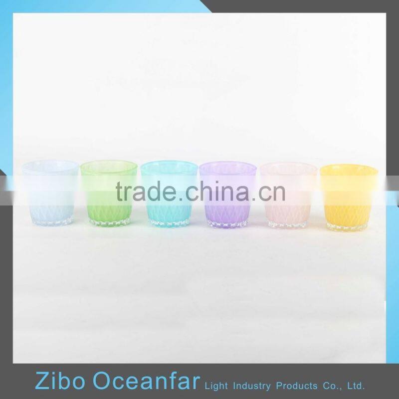 High Quality Colored Candle Cup Holder Round Bulk Glass Votive Candle Holders