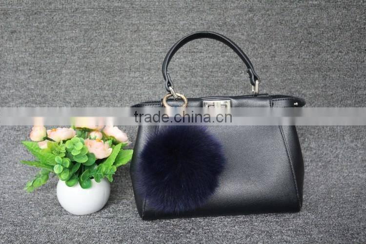 Real Natural Fox Fur Ball Pompom Keychain Hanging Accessory Pendant